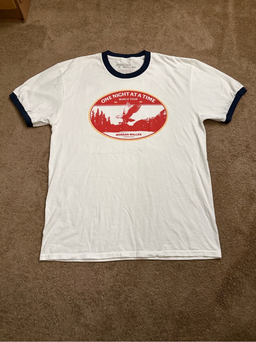 Morgan Wallen Large One Night At A Time 2023 World Tour Ringer Tee Concert Shirt